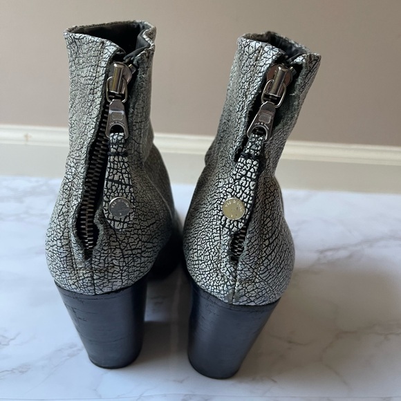 Rag & Bone Newbury Iron Pattern Ankle Boots Grey Zip Leather 39 9 - Picture 6 of 9